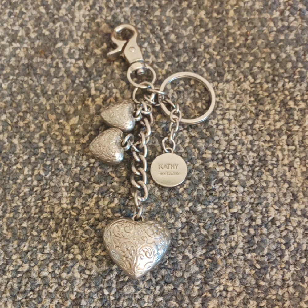 Kathy Van Zeeland Silver Heart Keychain
